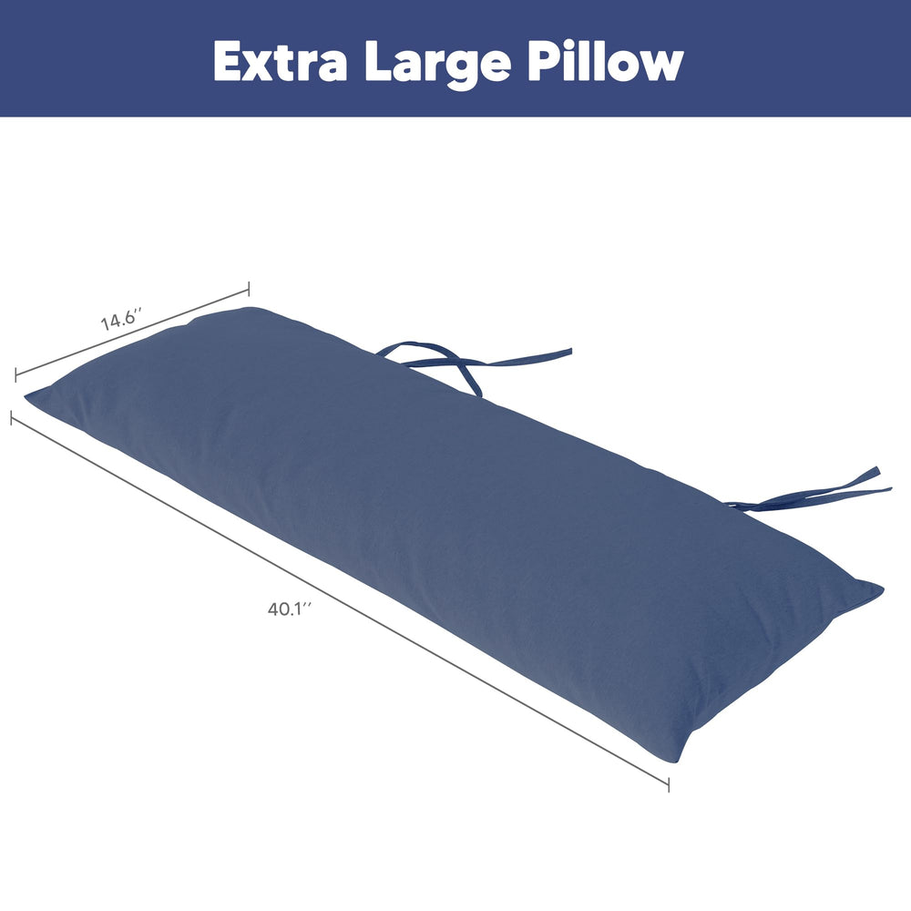 SUNCREAT pillow placed in hammock demonstrating added comfort while lounging