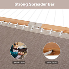 SUNCREAT handwoven ropes and steel O-ring showing secure attachment and durability