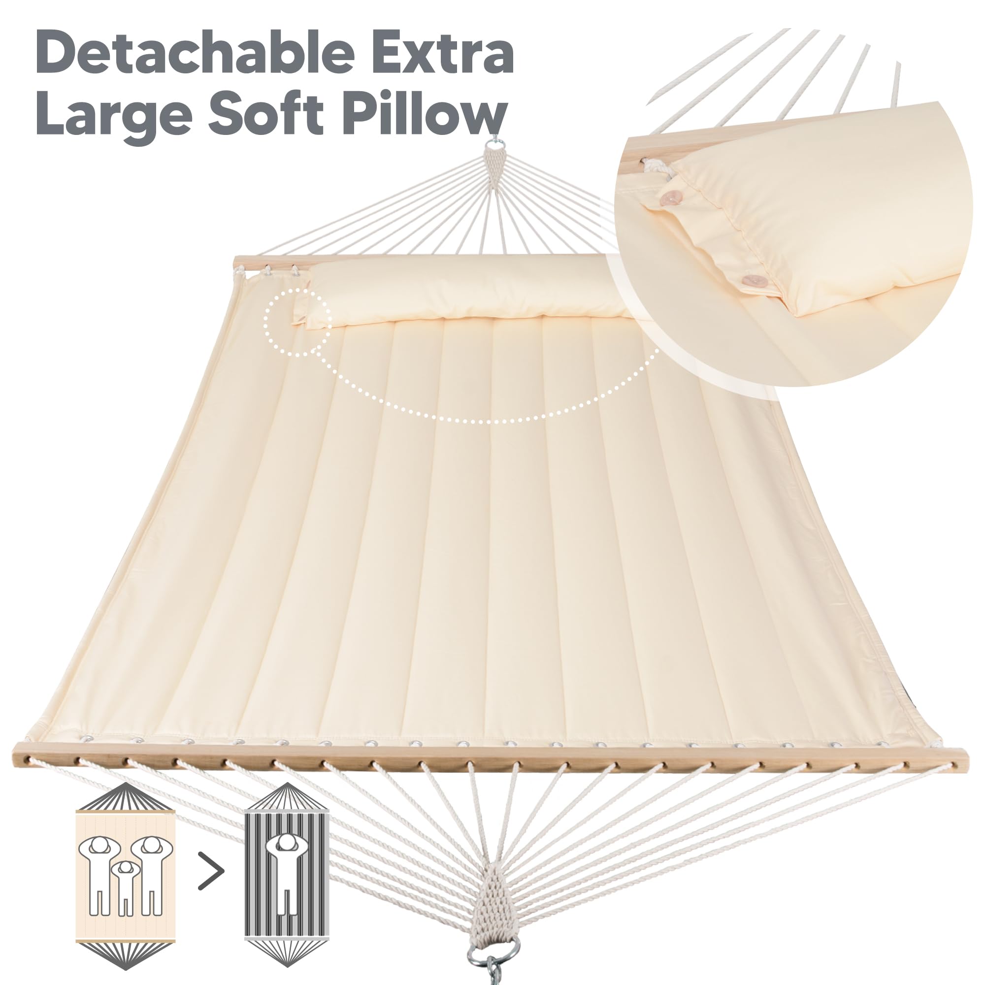 SUNCREAT hand-woven ropes and O-ring connection showing reinforced strength and secure attachment