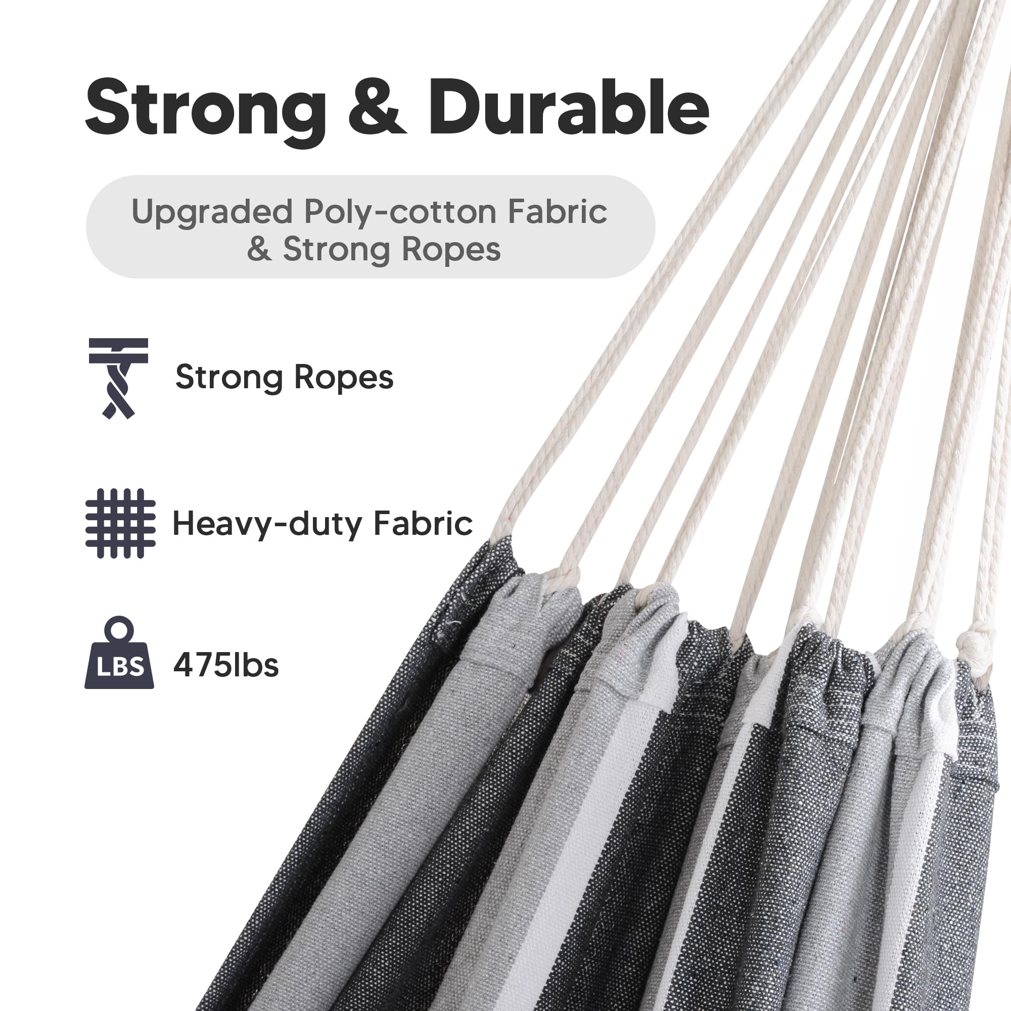 SUNCREAT braided ropes with metal thimble detail, reinforced long-lasting connections