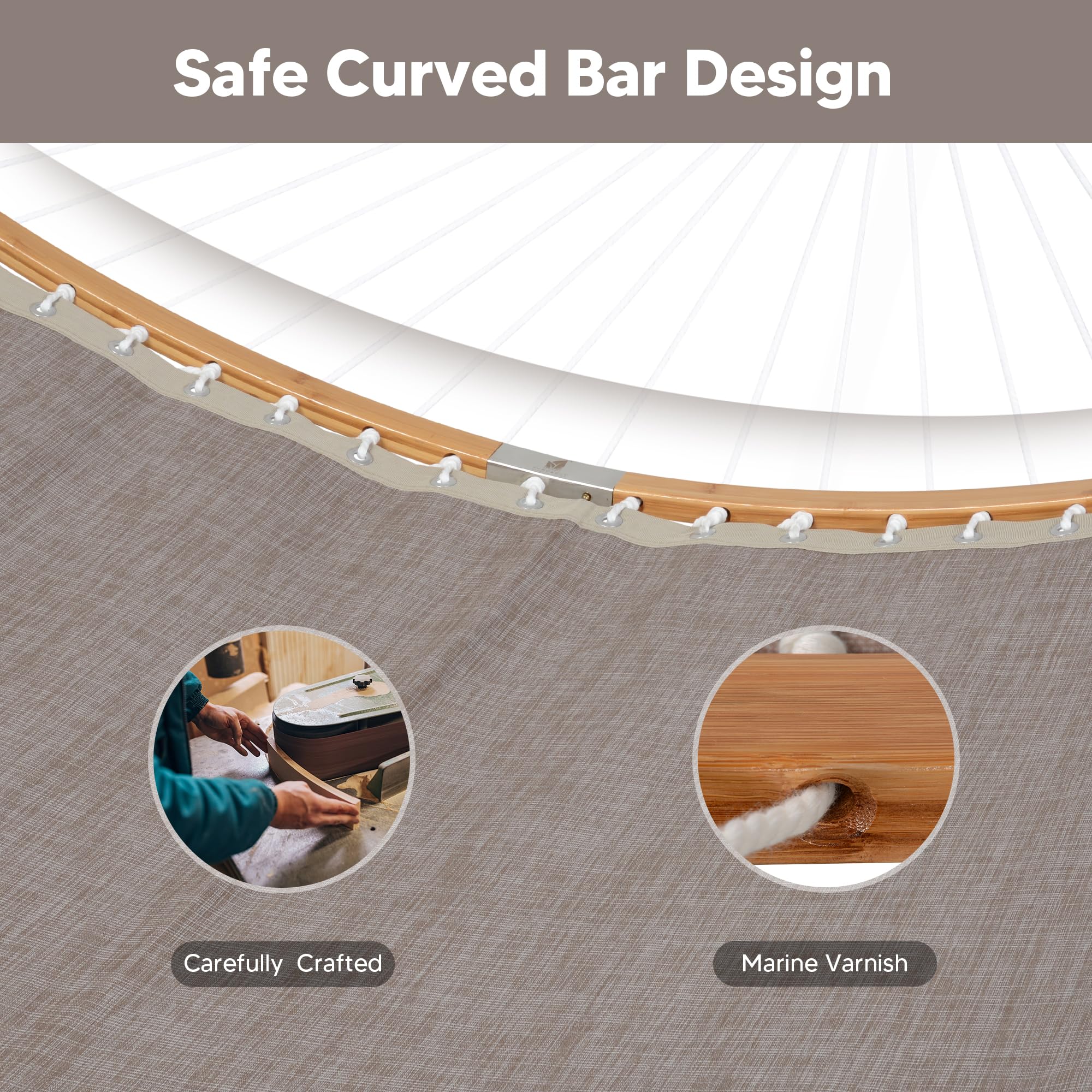 SUNCREAT detailed spreader bar with countersunk holes for reduced rope wear