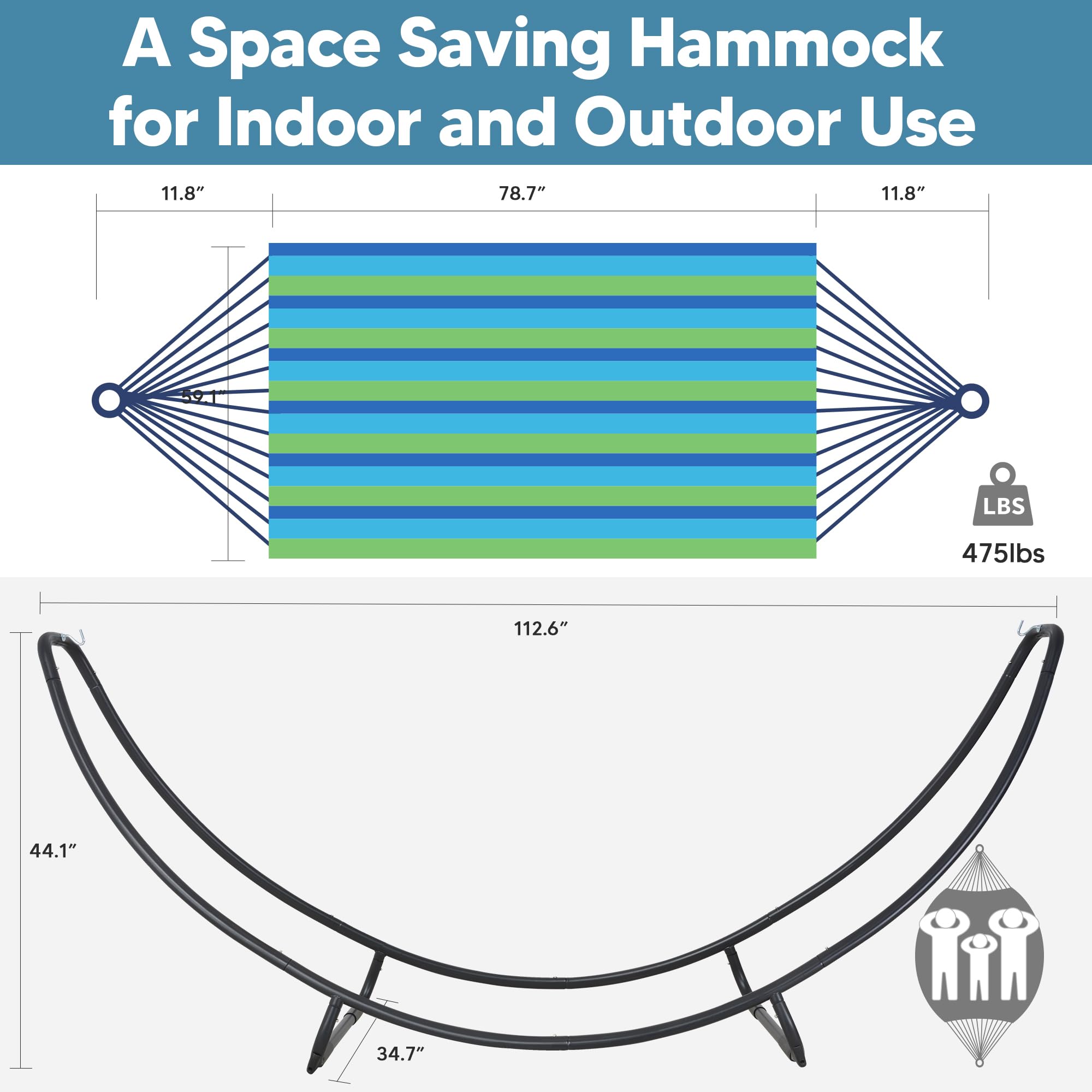 SUNCREAT stand detail showing widened steel tubing and non-slip protectors
