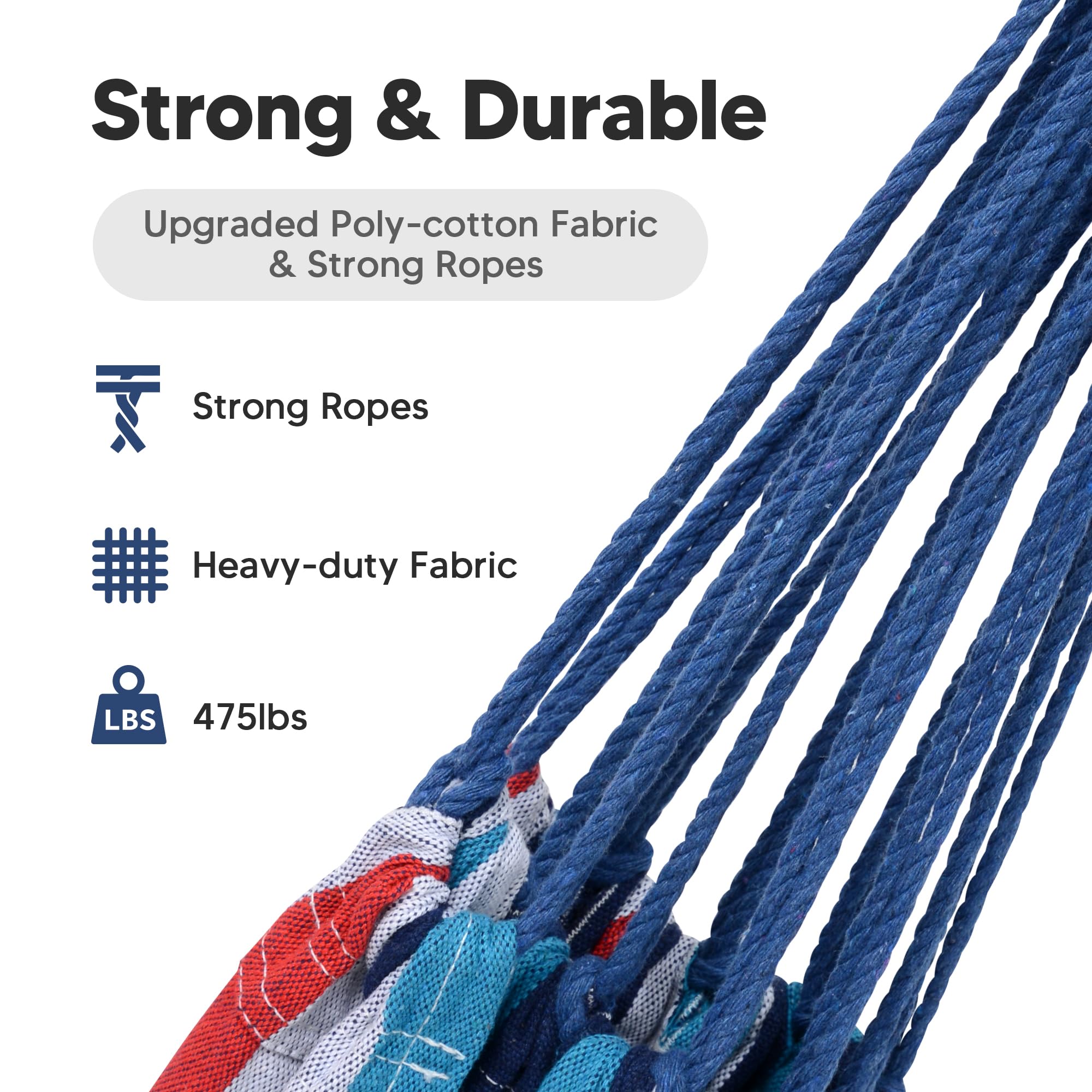 SUNCREAT braided ropes and metal thimble close-up showing reinforced suspension strength