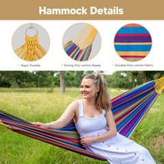 SUNCREAT two people relaxing in hammock, conveys roomy comfort and shared use