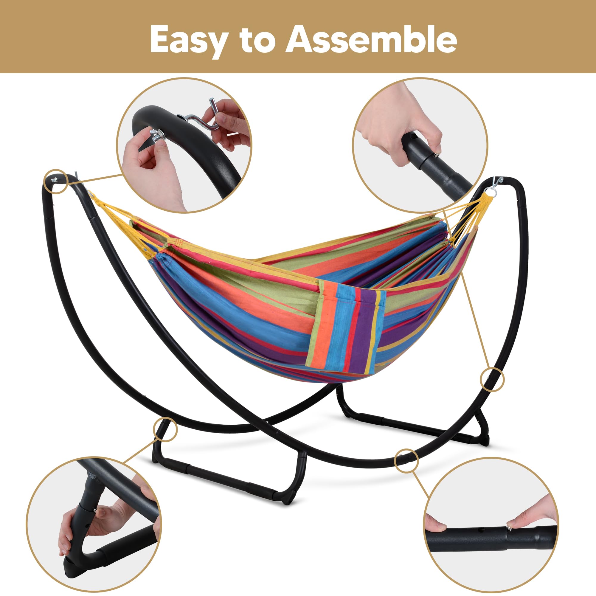 SUNCREAT hammock folded and packed for storage, emphasizes portability and space-saving
