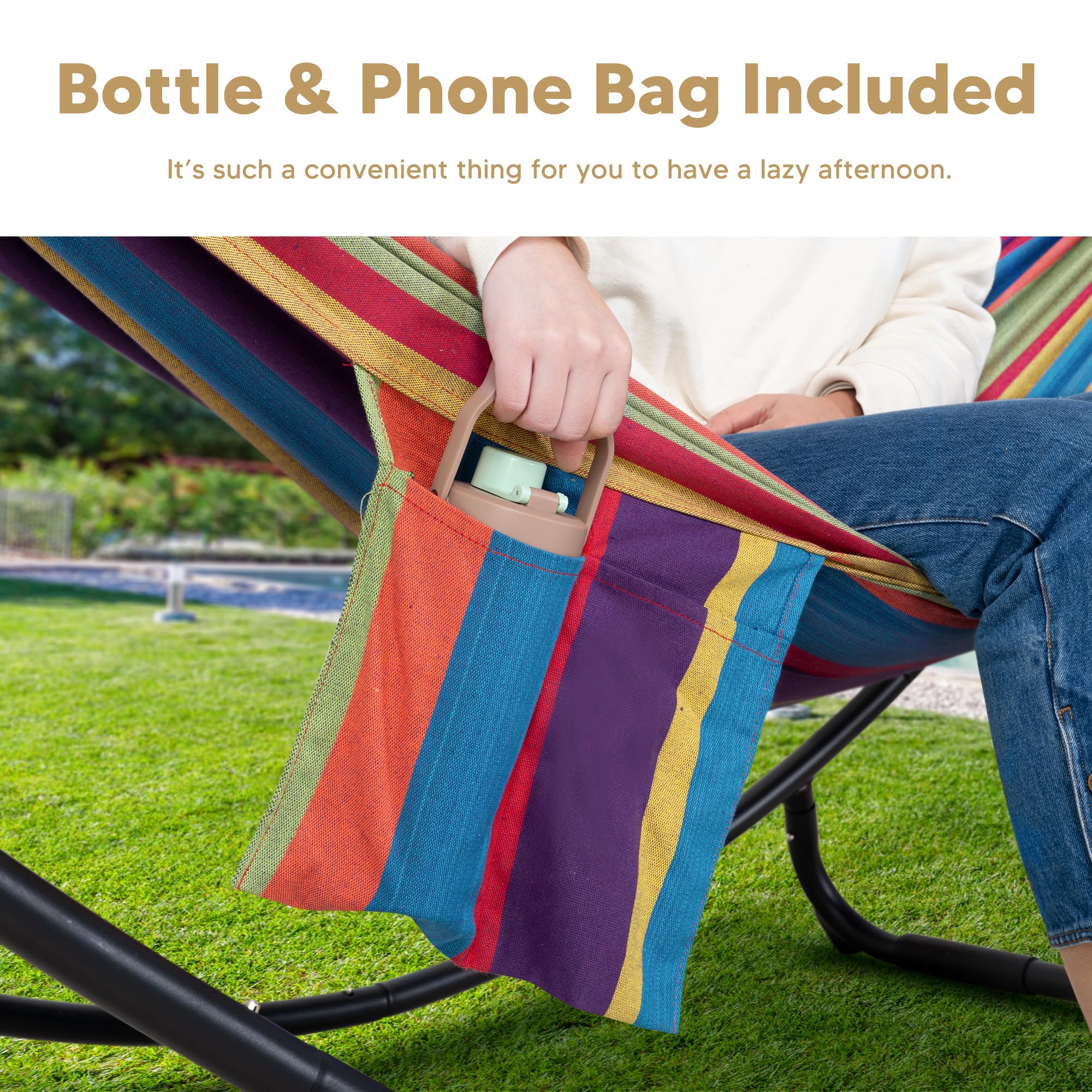 SUNCREAT sewn pocket holding phone and bottle, keeps essentials conveniently nearby