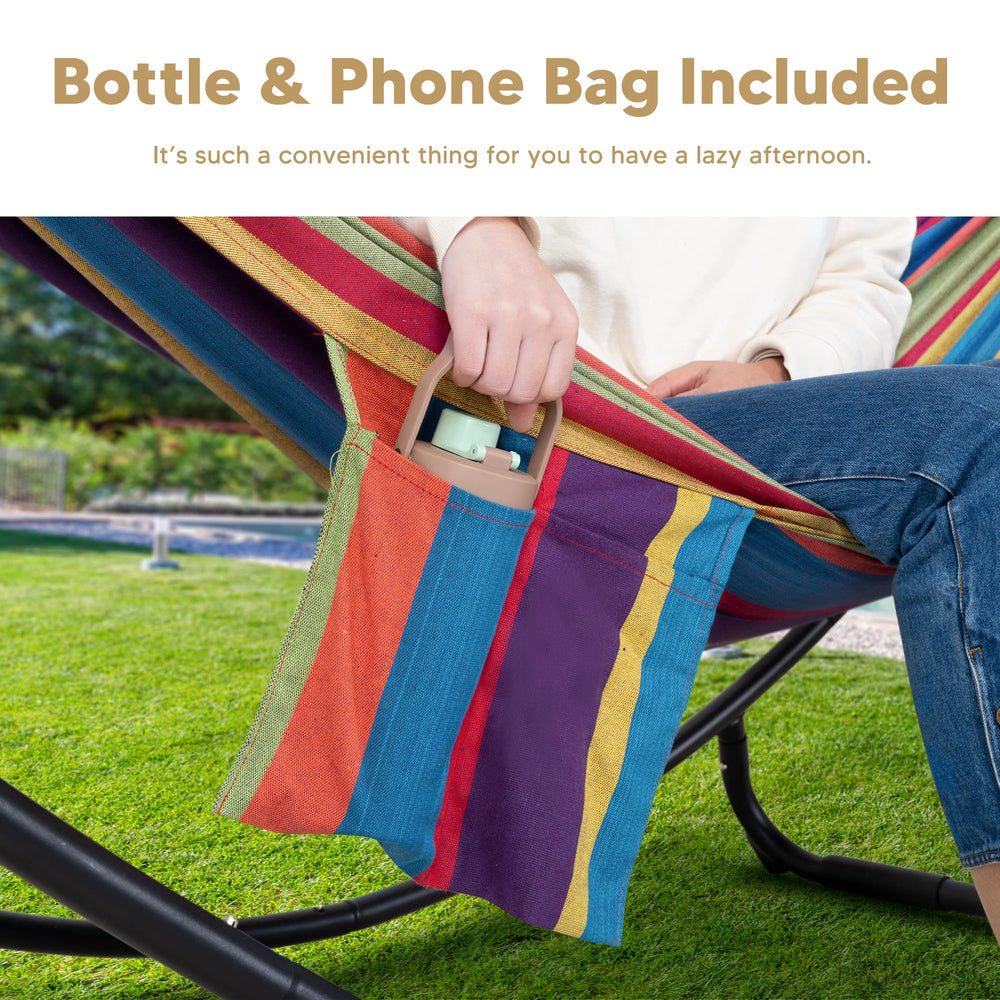 SUNCREAT sewn pocket holding phone and bottle, keeps essentials conveniently nearby
