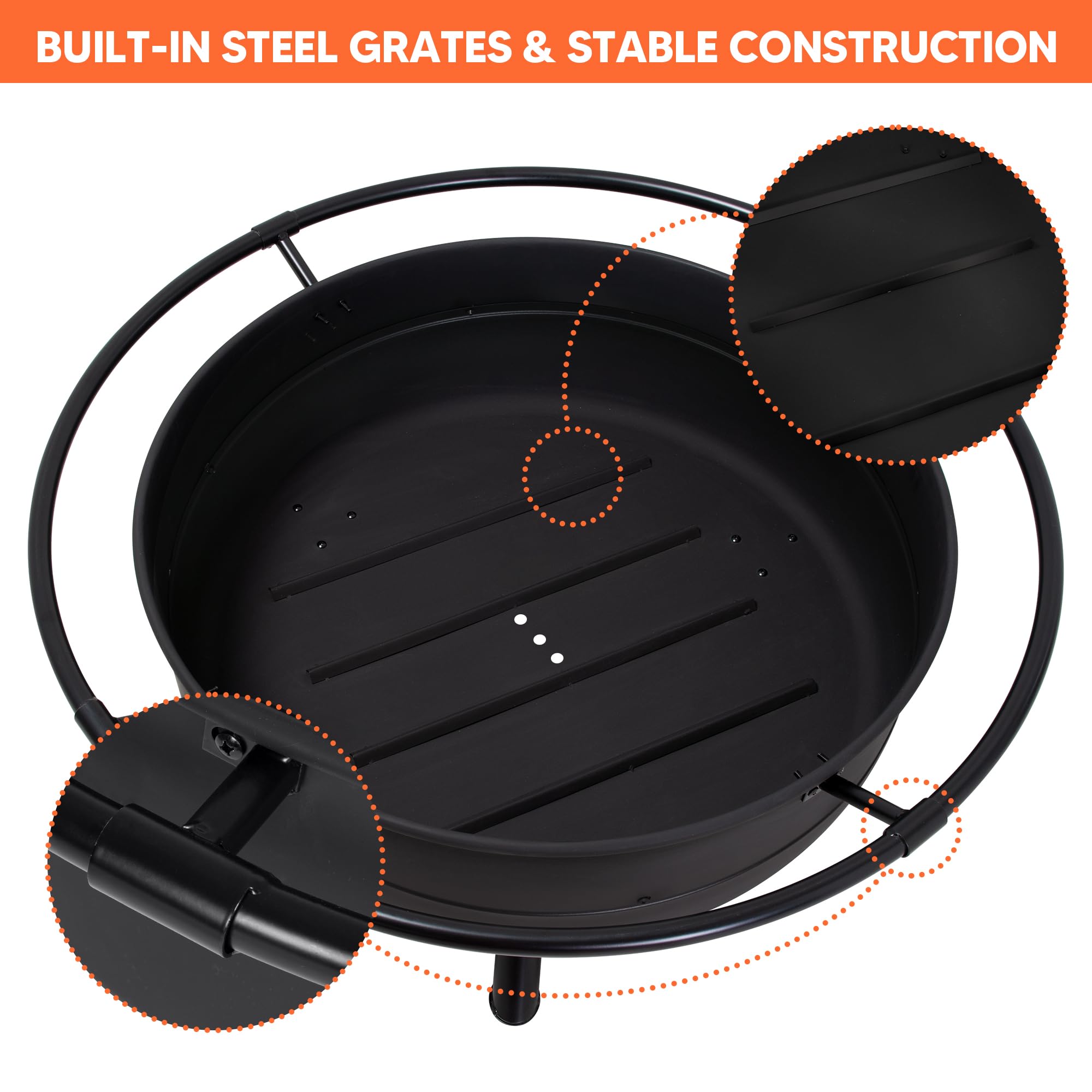 SUNCREAT protective ring detail keeping guests safe and containing embers