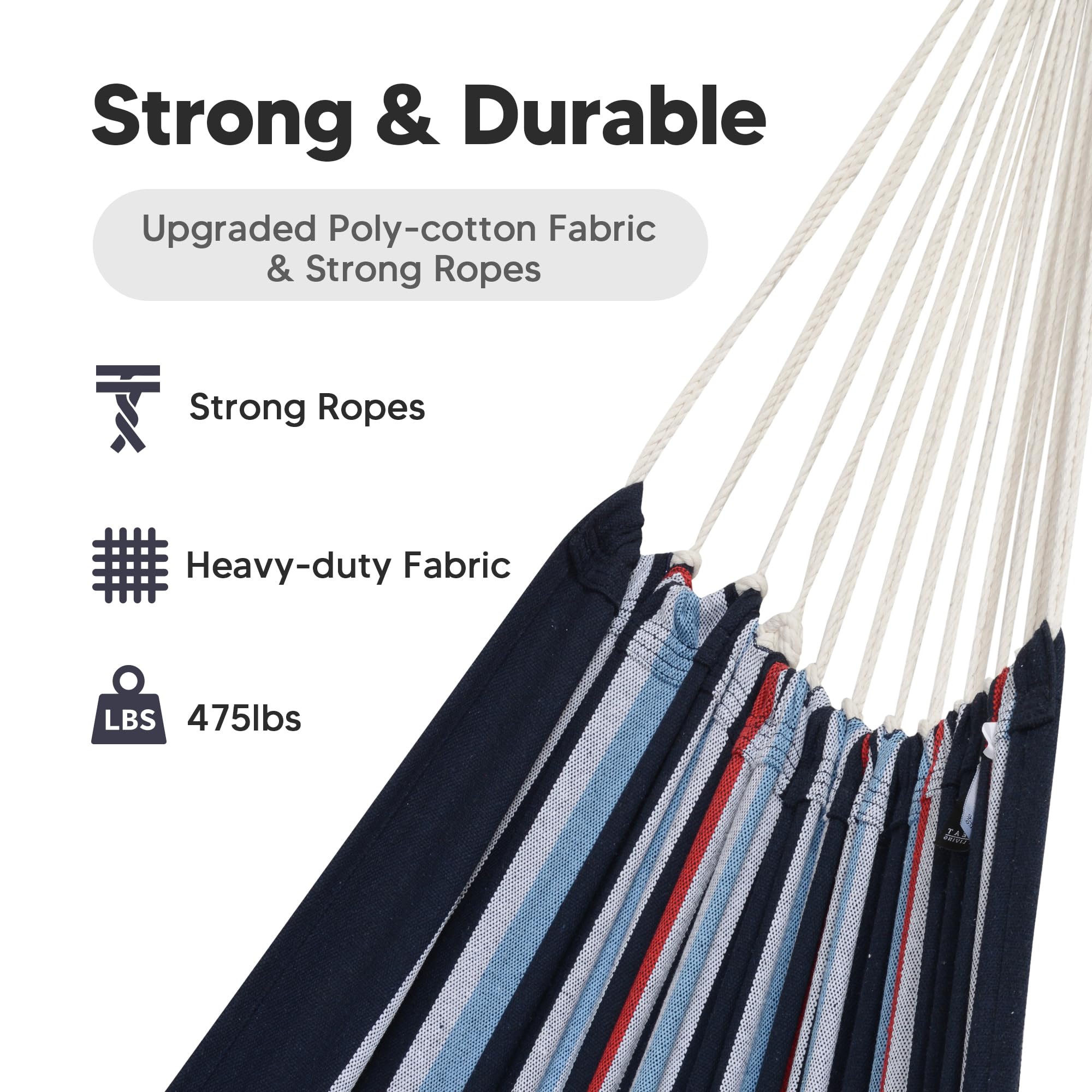 SUNCREAT braided ropes and metal thimble detail emphasizing reinforced strength