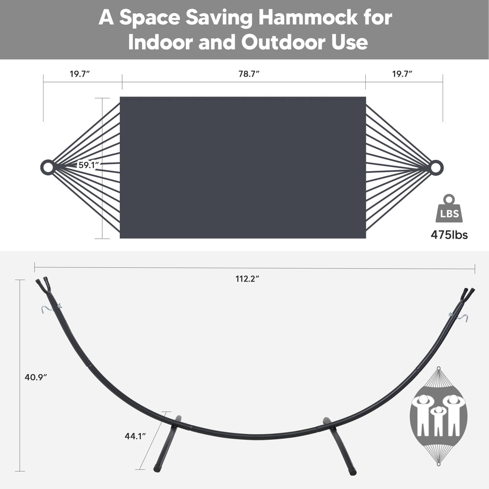 SUNCREAT size comparison with person, illustrates roomy 59x79 inch bed