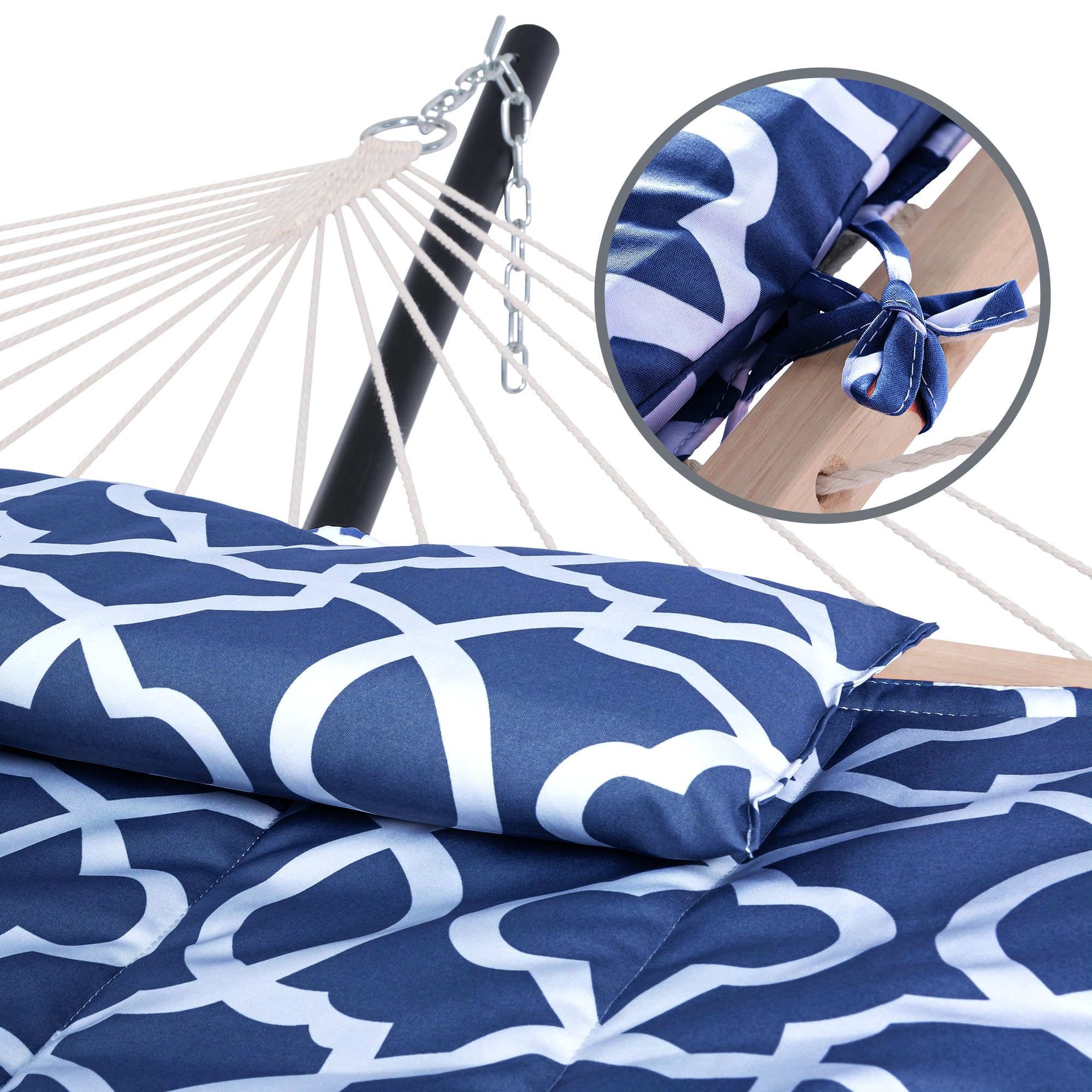 SUNCREAT hammock with person for size comparison showing generous two-person capacity