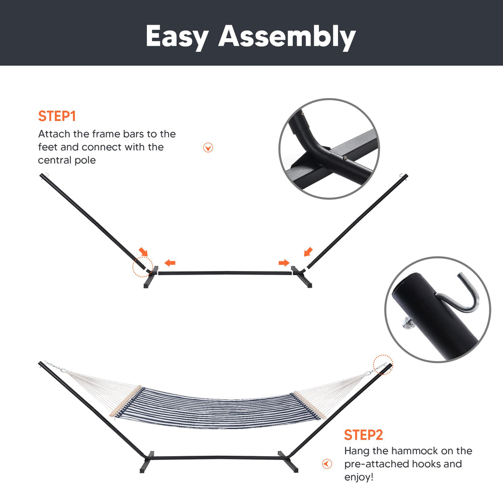 SUNCREAT assembled with hammock showing safe, comfortable lounging setup