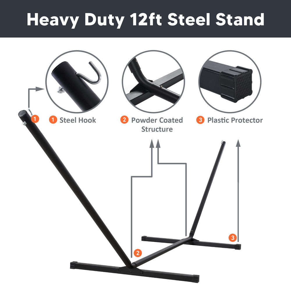 SUNCREAT beside measuring tape showing dimensions for correct hammock fit