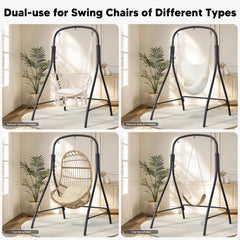 SUNCREAT stand with egg chair in use showing comfortable seating benefit