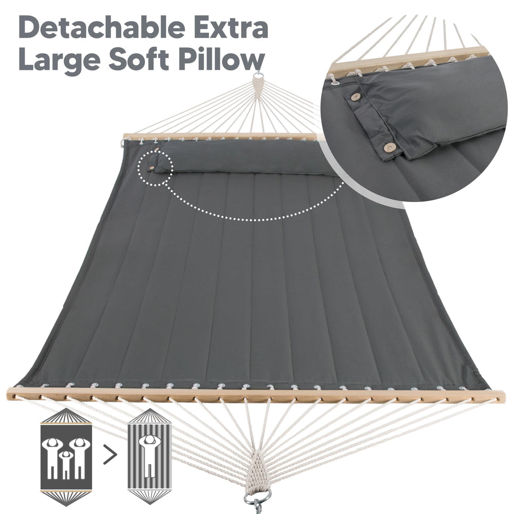 SUNCREAT detailed hardwood spreader bar image showing countersunk holes for reduced rope friction and stability