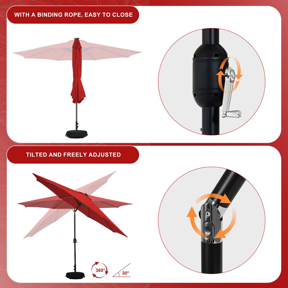 Sundale Outdoor umbrella folded and stored compactly showing easy offseason storage