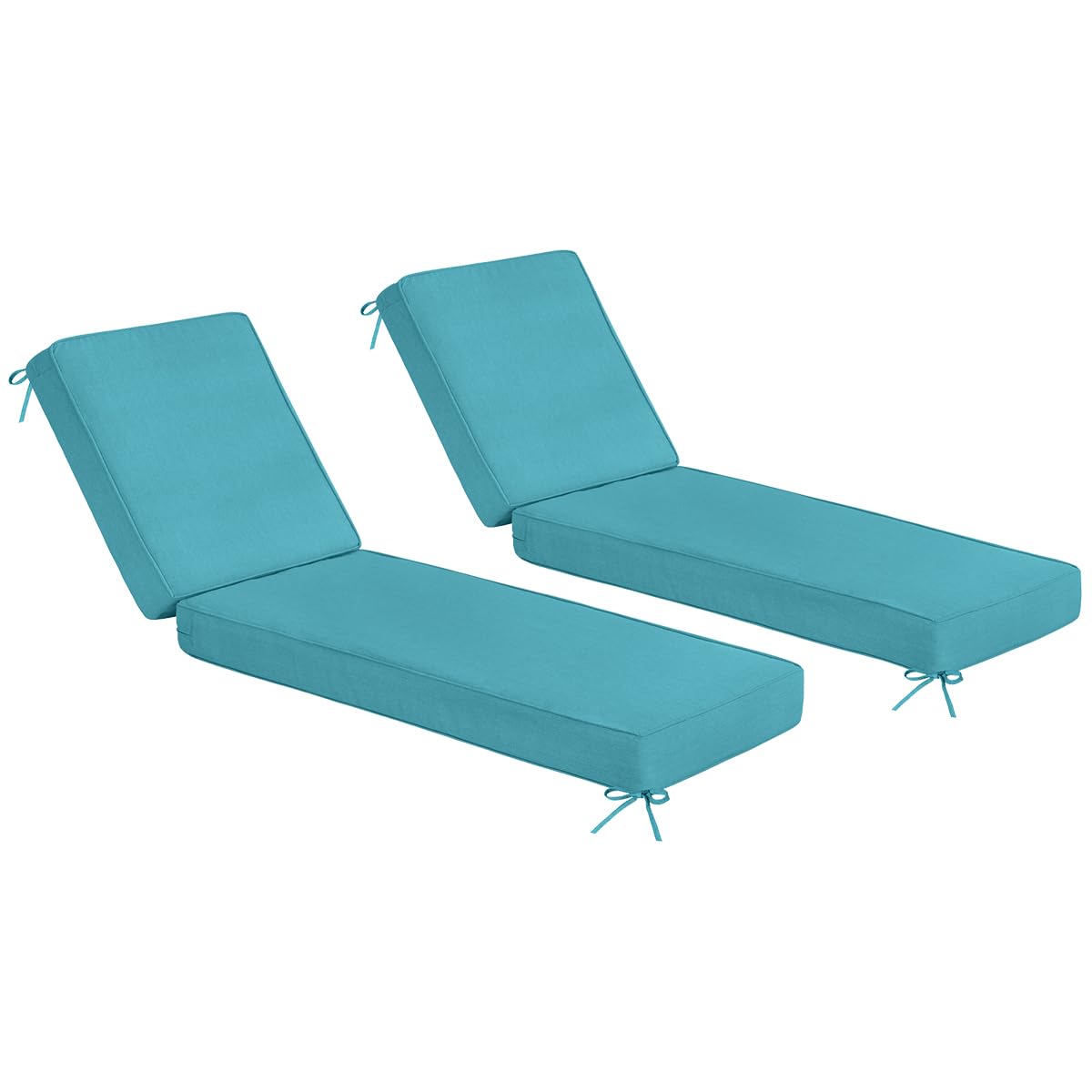 Sundale Outdoor front view of teal chaise cushions showing neat piped edge and fit