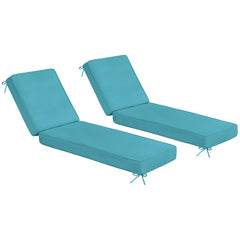 Sundale Outdoor front view of teal chaise cushions showing neat piped edge and fit