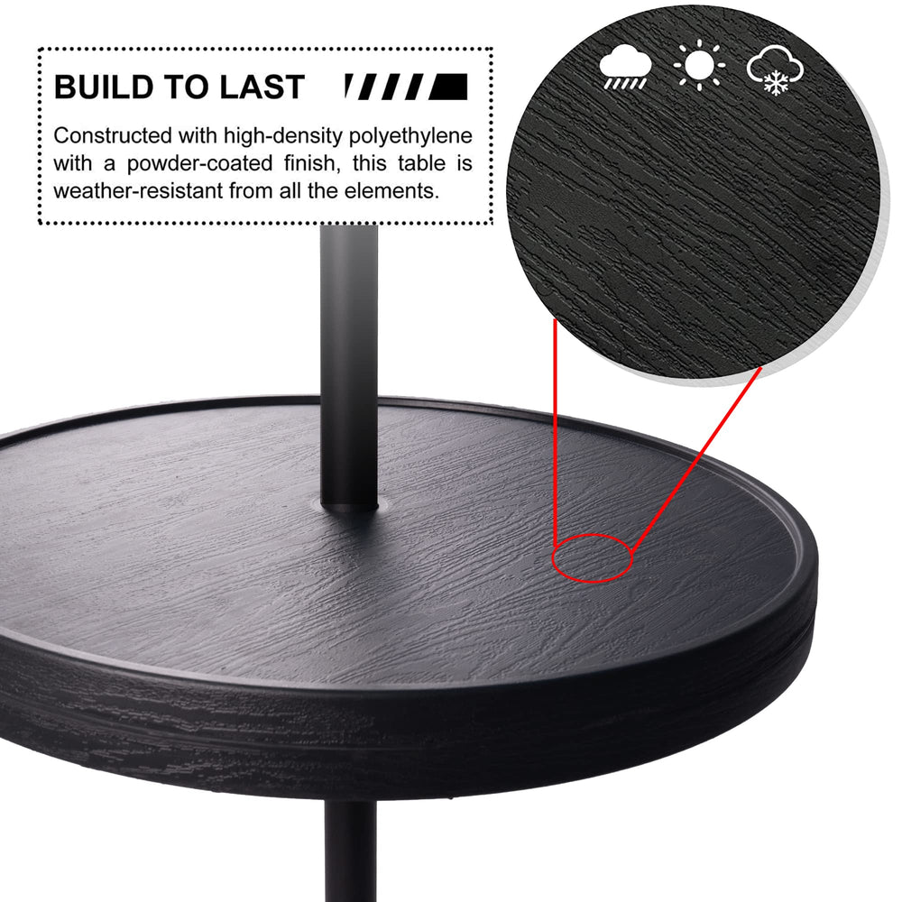Sundale Outdoor dimensions next to common objects demonstrates 23-inch scale