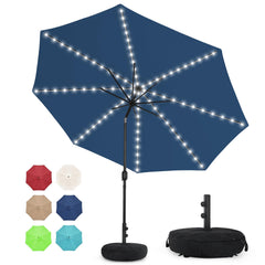 Sundale Outdoor front view of navy 10ft umbrella showing wide shade benefit