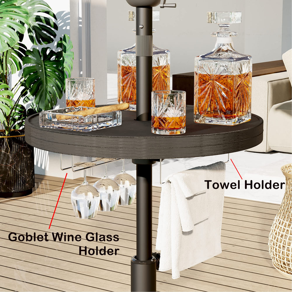 Sundale Outdoor goblet holder closeup secures stemware to prevent spills