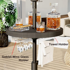 Sundale Outdoor goblet holder closeup secures stemware to prevent spills