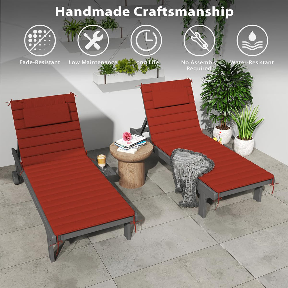 Sundale Outdoor red cushion on patio lounger in lifestyle scene for poolside comfort