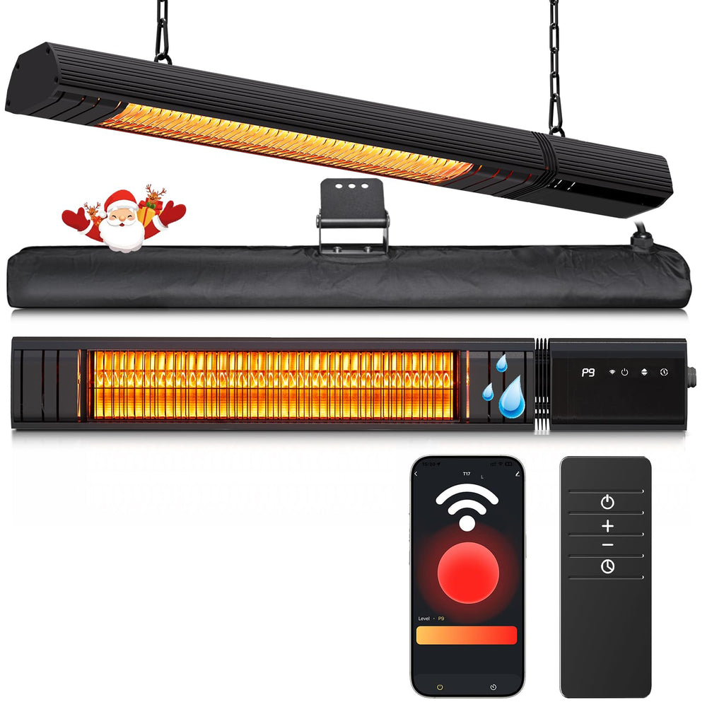 sundate front view showing slim heater and controls for efficient warmth