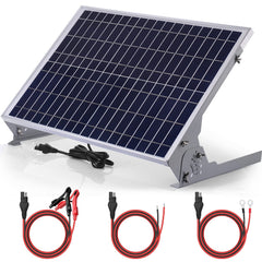 SUNER POWER front view of 30W solar panel showing compact design and quick mount benefit