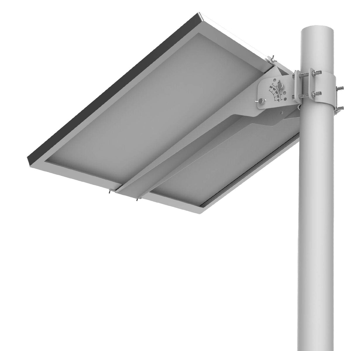 SUNER POWER front view of pole mounting bracket kit showing fit and components for easy install