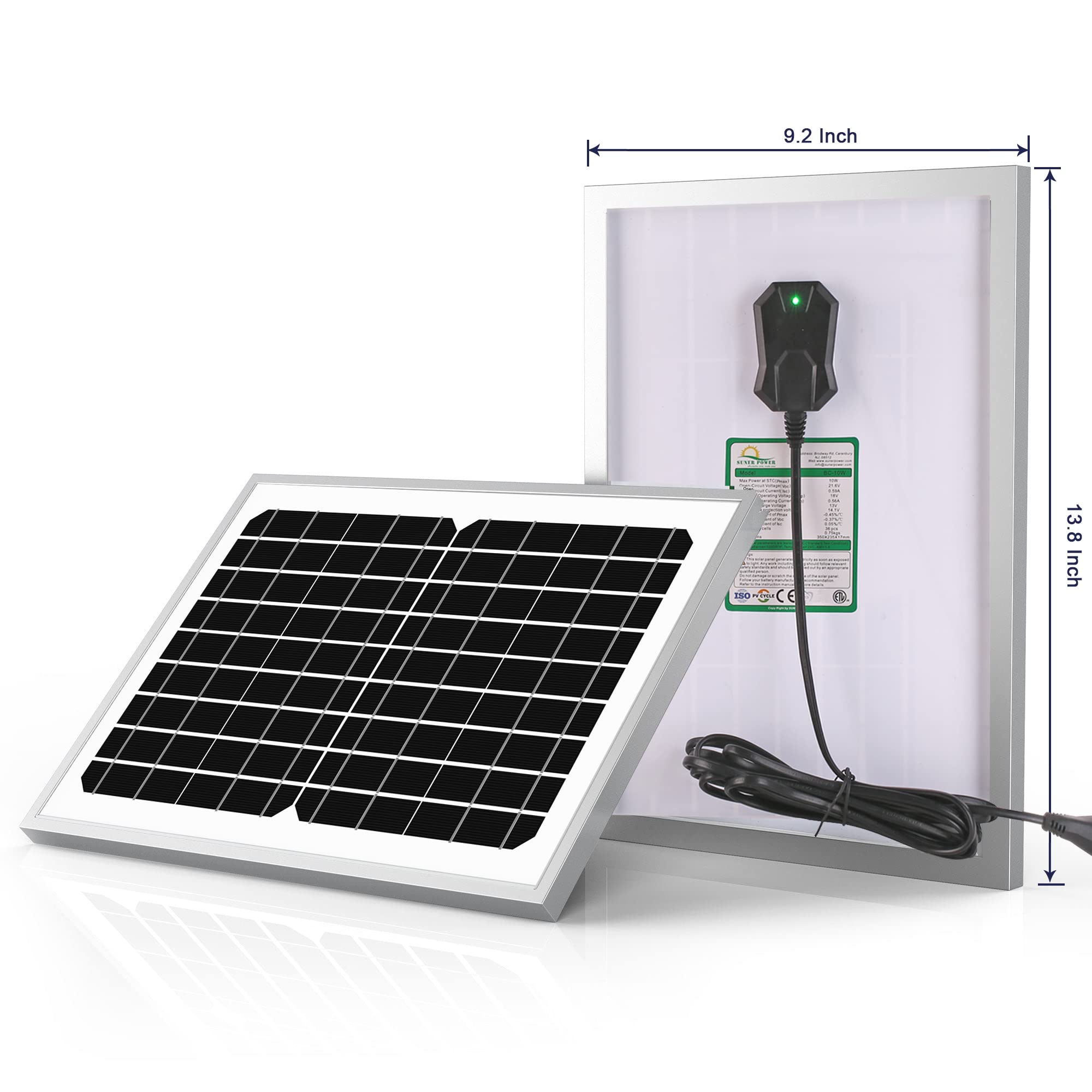 SUNER POWER size comparison showing compact panel held in hand for scale