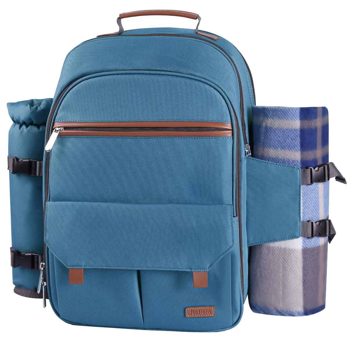 Sunflora backpack front view showing pockets and straps for easy transport