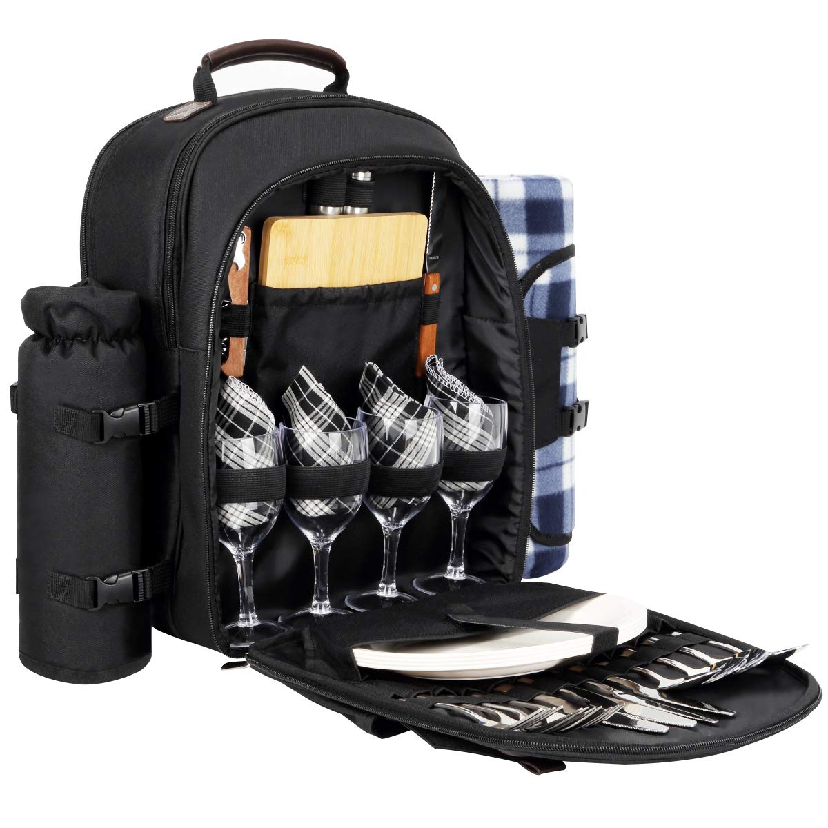 Sunflora backpack front view showing organized compartments and durable fabric for easy transport