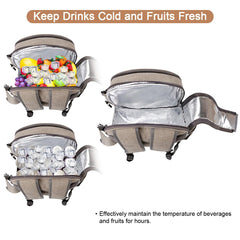 Sunflora rolled fleece picnic blanket and insulated wine holder showing comfort and drink protection