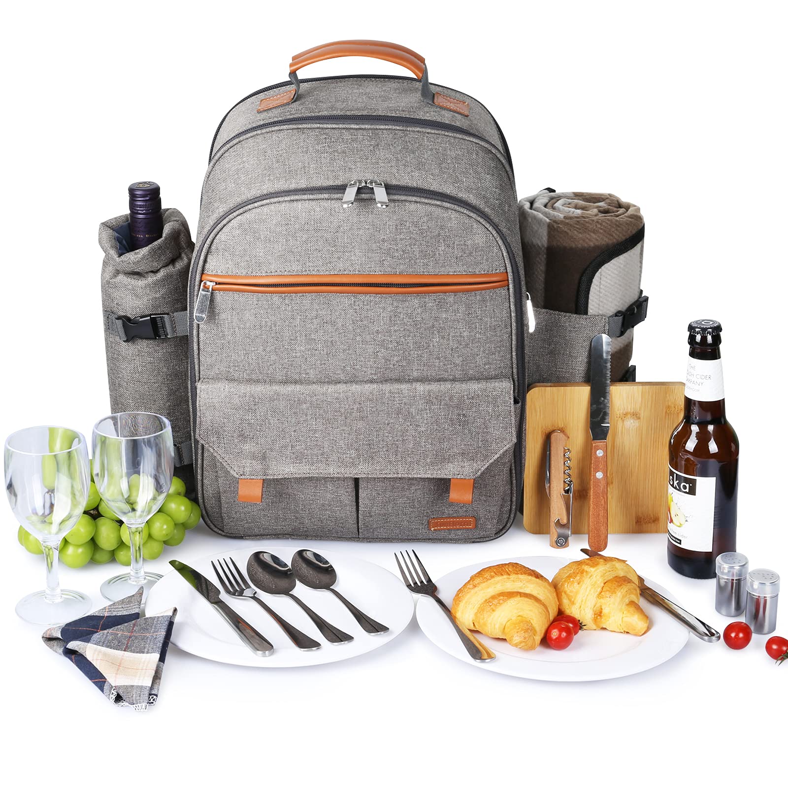 Sunflora backpack next to a water bottle and shoes for scale, illustrating compact capacity