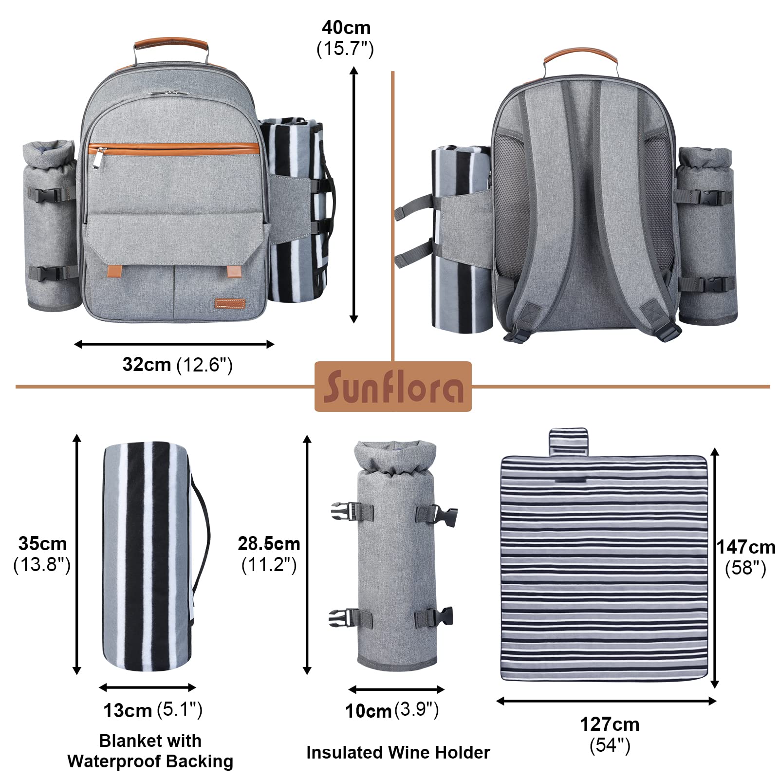 Sunflora detachable wine holder and rolled fleece blanket ready for use outdoors