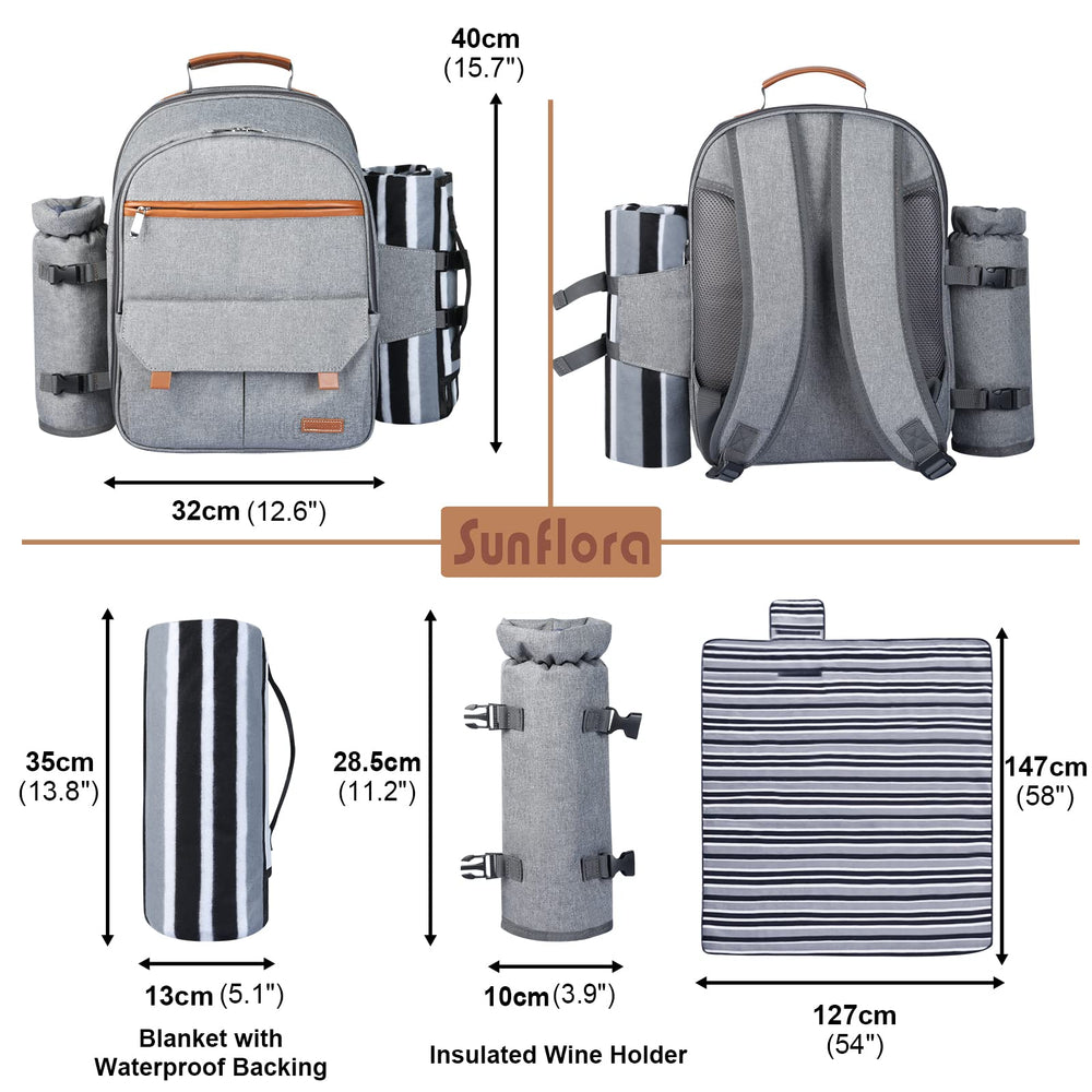 Sunflora detachable wine holder and rolled fleece blanket ready for use outdoors