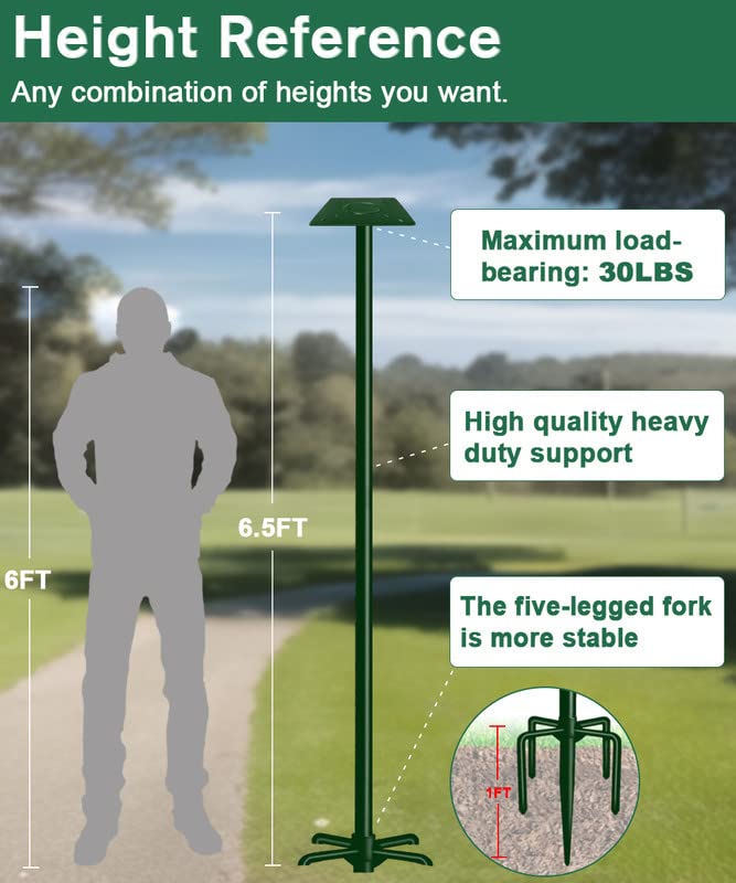 Sungaryard five-prong base in soil providing wide, secure ground anchoring