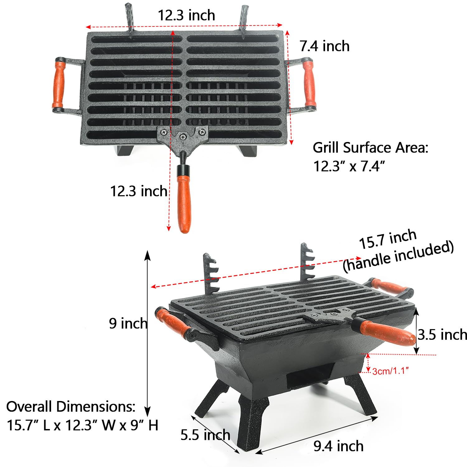 Sungmor adjustable grate detail illustrating control over cooking heat