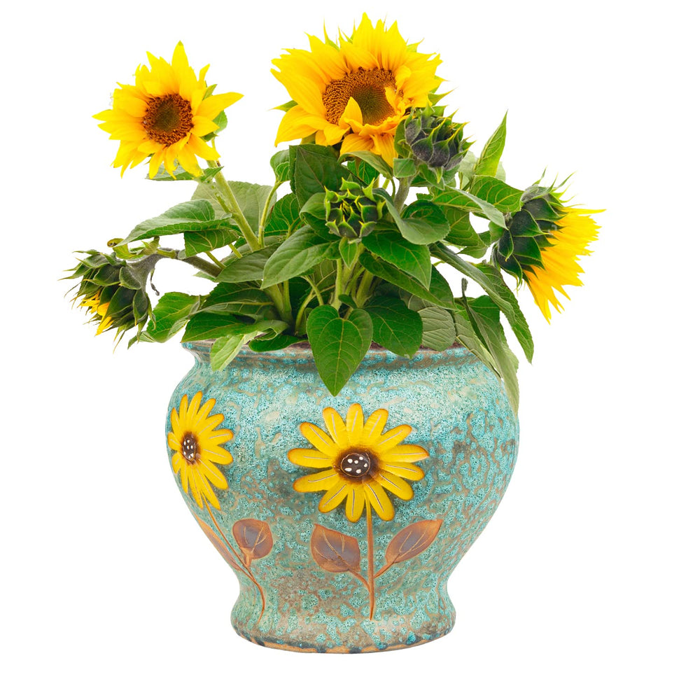 Sungmor front view showing blue daisy design and clean silhouette for decor