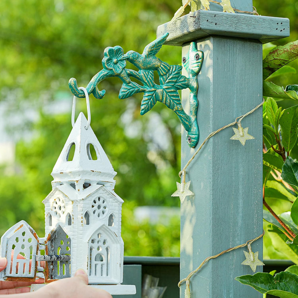 Sungmor bracket holding a hanging planter showing secure support for pots
