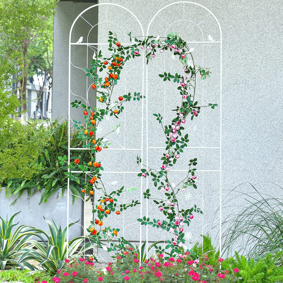 Sungmor front panel view showing full trellis and decorative benefit