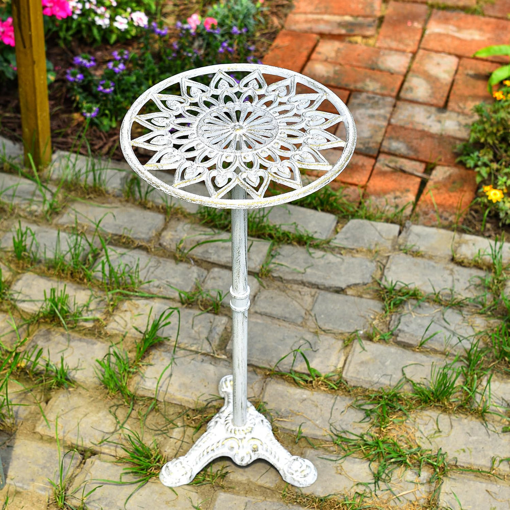 Sungmor front view of cast iron plant stand showing sturdy vintage style and stable support