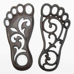 Sungmor front view of left and right footprint mats showing decorative appeal and durability