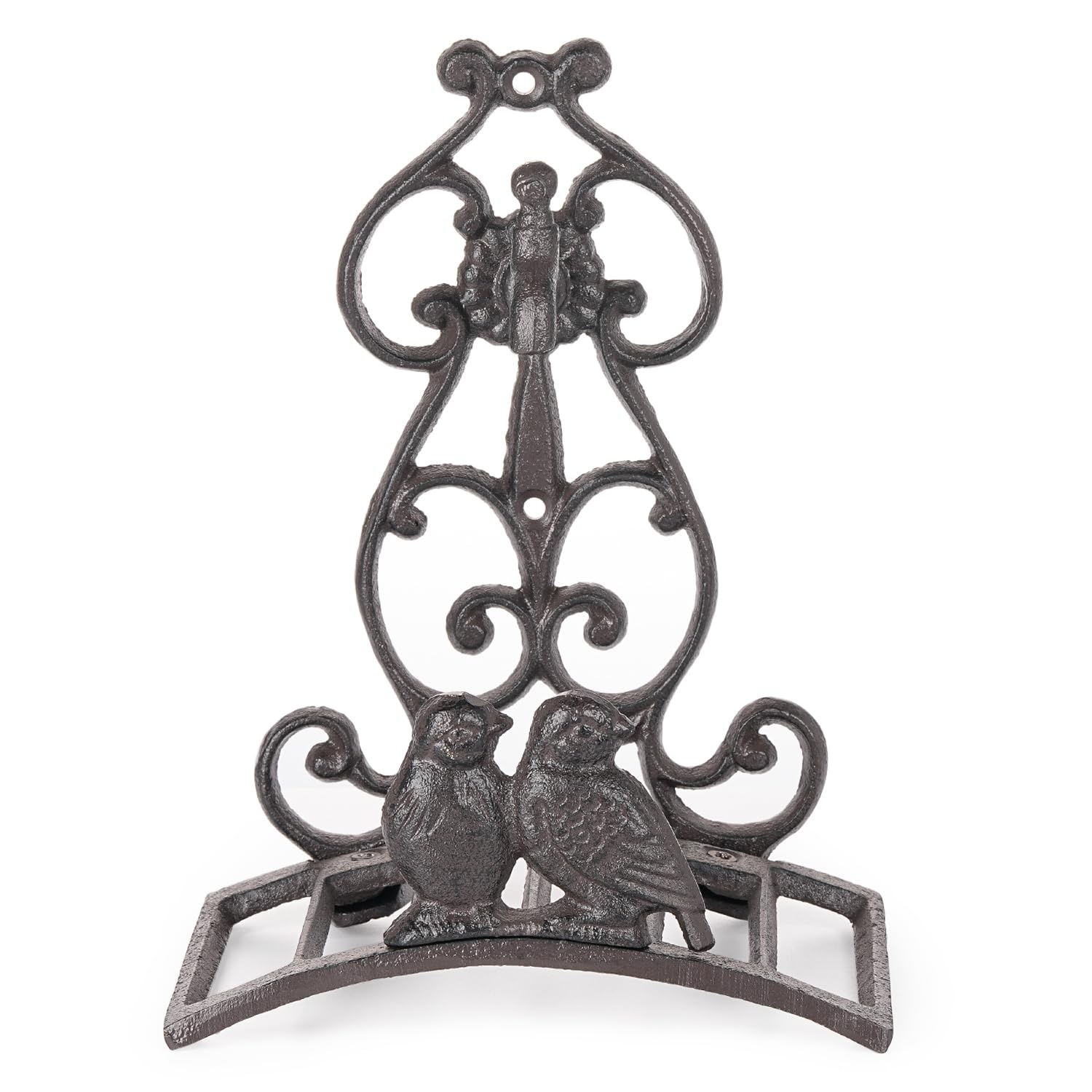 Sungmor front view of hose holder showing elegant scrollwork and hanging utility