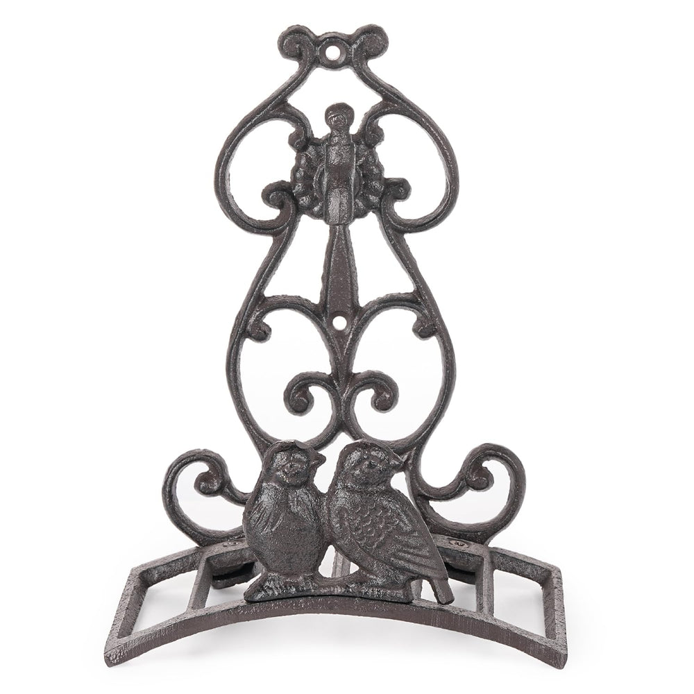 Sungmor front view of hose holder showing elegant scrollwork and hanging utility