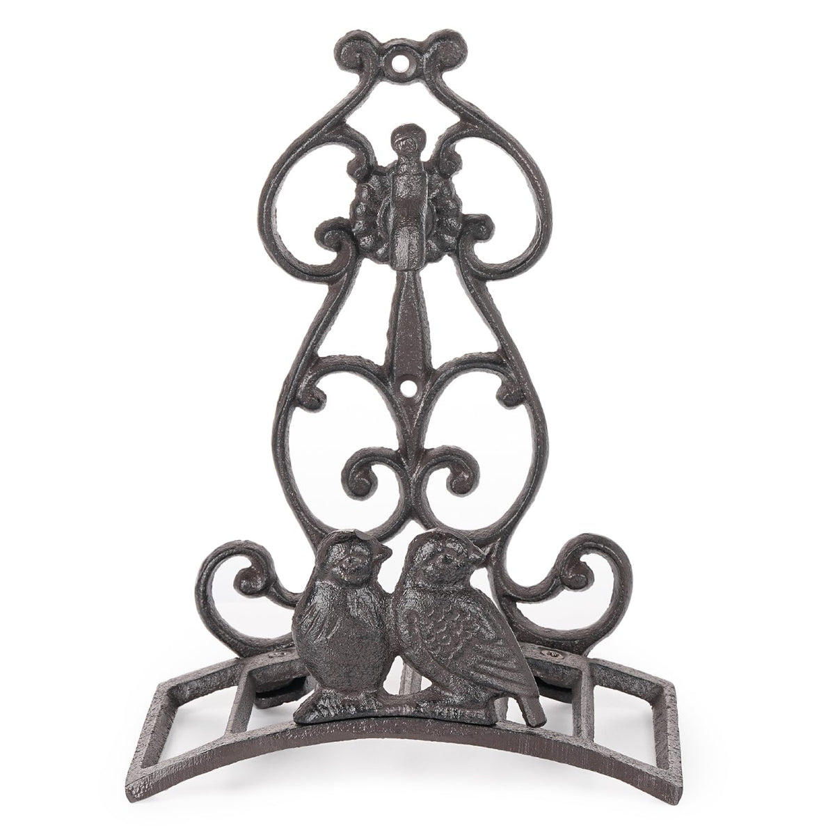 Sungmor front view of hose holder showing elegant scrollwork and hanging utility