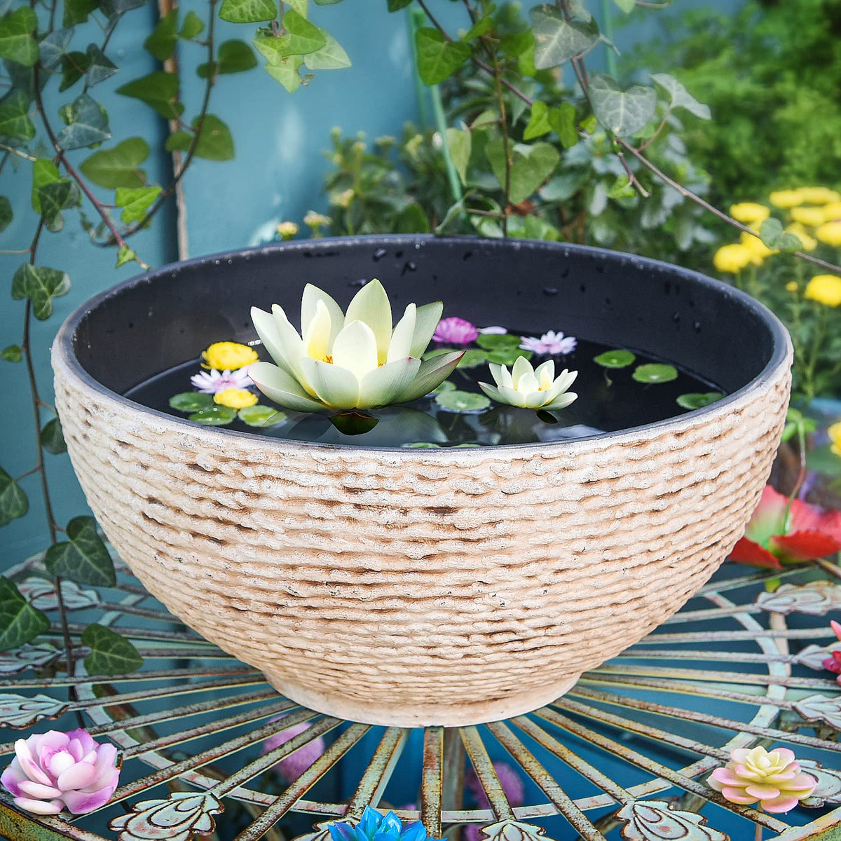 Sungmor front view of bowl showing marble texture and stylish silhouette, enhances decor