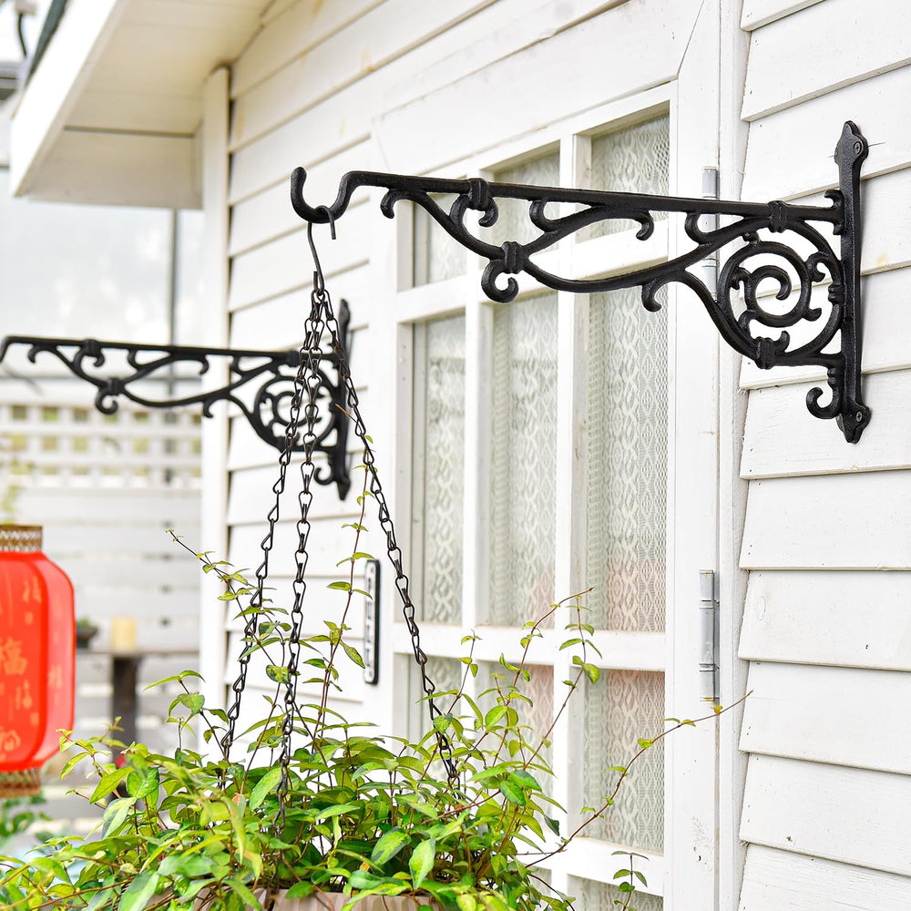 Sungmor bracket holding a large hanging basket demonstrating reliable weight capacity