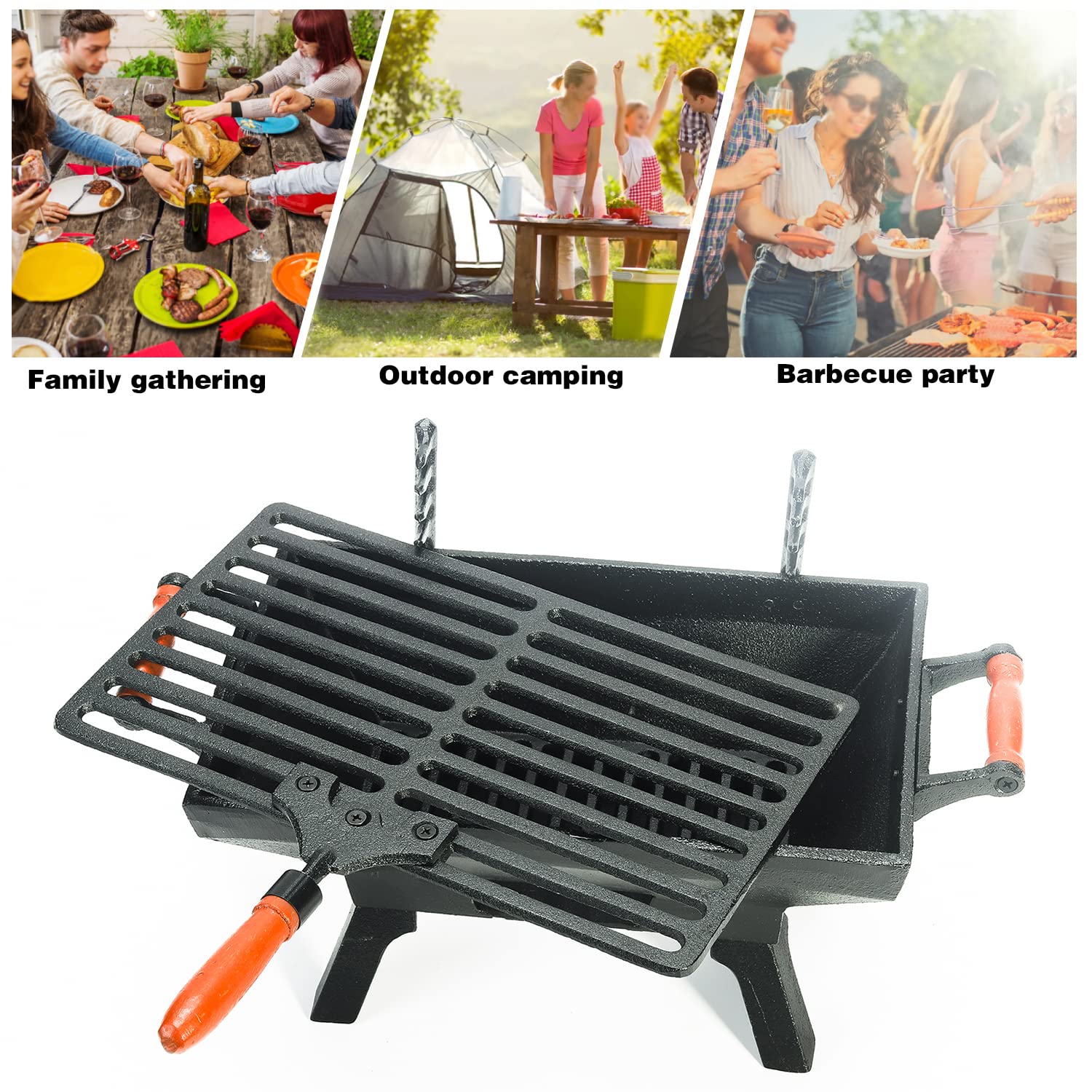 Sungmor grill in outdoor camping setup delivering charcoal flavor benefit